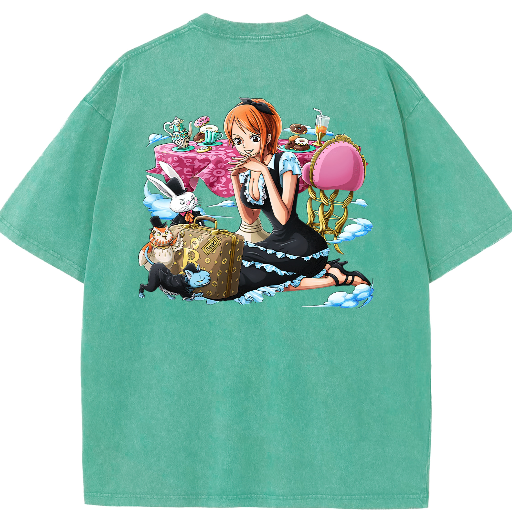 ワンピース ナミ ONE PIECE Nami 綿100% ヴィンテージ風 半袖Tシャツ（背面プリント）